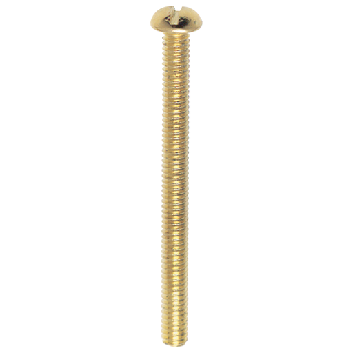 Product image for Satco 90/030 Steel Round Head Slotted Machine Screws; 8/32; 2" Length; Brass Plated Finish