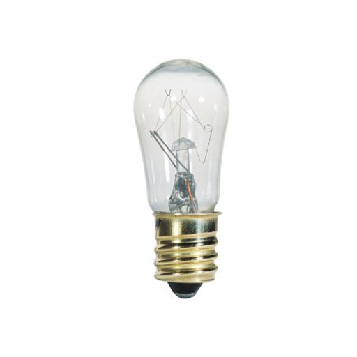Product image for Satco S4567 3 Watt S6 Incandescent; Clear; 1500 Average rated hours; 10 Lumens; Candelabra base; 130 Volt