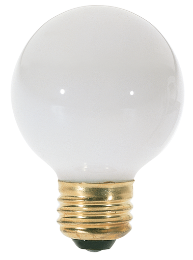 S3828 - 40 Watt G18 1/2 Incandescent - Gloss White - 1500 Average rated hours - 300 Lumens - Medium base - 120 Volt