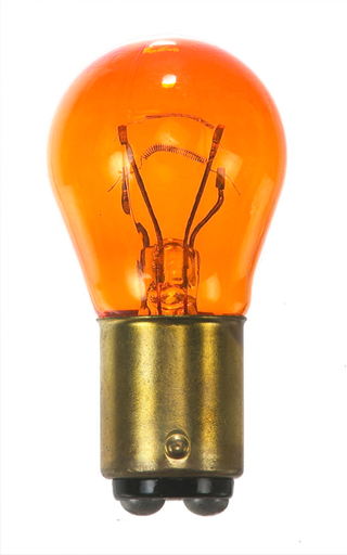 Product image for Satco S6958 26.88/8.26 Watt miniature; S8; 1200/5000 Average rated hours; DC Bay base; Amber; 12.8/14 Volt