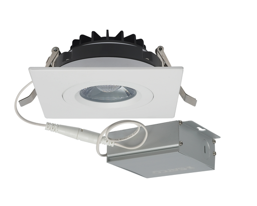 Product image for Satco S11621 12 watt LED Direct Wire Downlight; Gimbaled; 4 inch; 3000K; 120 volt; Dimmable; Square; Remote Driver; White