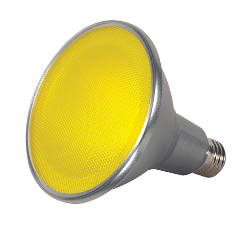 Product image for Satco S9484 15 Watt PAR38 LED; Yellow; 40 deg. Beam Angle; Medium base; 120 Volt