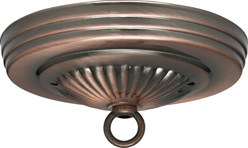 Product image for Satco 90/054 Ribbed Canopy Kit; Antique Copper Finish; 5" Diameter; 7/16" Center Hole; 2-8/32 Bar Holes; Includes Hardware; 10lbs Max
