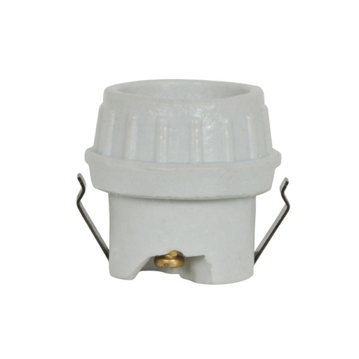 Product image for Satco 80/1680 Keyless Porcelain Socket With Double Snap-In Clip; Glazed; 660W; 250V