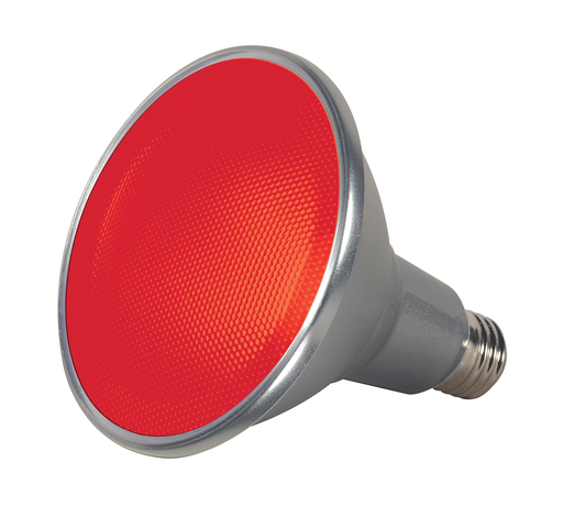 Product image for Satco S9480 15 Watt PAR38 LED; Red; 40 deg. Beam Angle; Medium base; 120 Volt