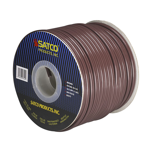 Satco 93/142 Lamp And Lighting Bulk Wire; 16/2 SPT-2 105C; 250 Foot/Spool; Brown