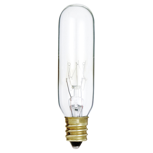 Product image for Satco S3714 25 Watt; Incandescent; T6; Clear; 2000 Average rated hours; 180 Lumens; Candelabra base; 120 Volt; Carded