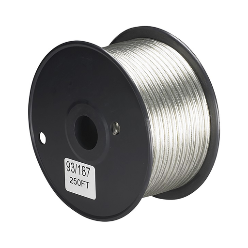 Satco 93/187 Lamp And Lighting Bulk Wire; 20/2 SPT-1 105C; 250 Foot/Spool; Clear Silver