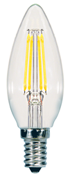 Satco S9961 5.5 Watt B11 LED; Clear; Candelabra base; 3000K; 500 Lumens; 120 Volt