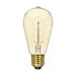 Satco S2414 40W ST19 Incandescent; Clear; 3000 Average rated hours; 160 Lumens; Medium base; 120 Volt