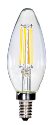 Satco S28613 4 Watt C11 LED; Clear; Candelabra base; 2700K; 350 Lumens; 120 Volt; Carded