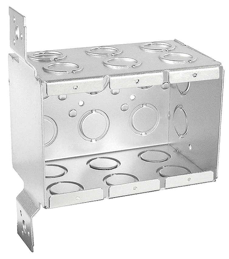 Product image for Garvin TB-335-F 3-Gang Masonry Box w/ Flat Vertical Bracket, 3-1/2" Deep, Steel