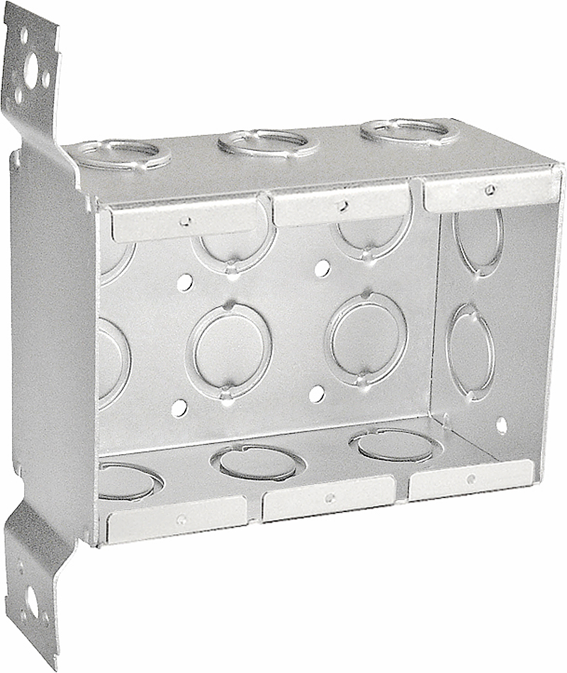 Product image for Garvin TB-325-F 3-Gang Masonry Box w/ Flat Vertical Bracket, 2-1/2" Deep, Steel
