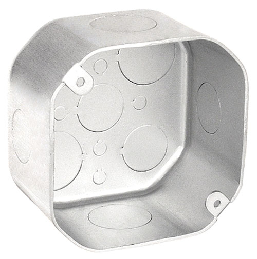 Product image for Garvin 54171-SVT 4" Chicago Plenum Air Tight Octagon Box, 2-1/8" Deep, 1/2" & 3/4" Knockouts