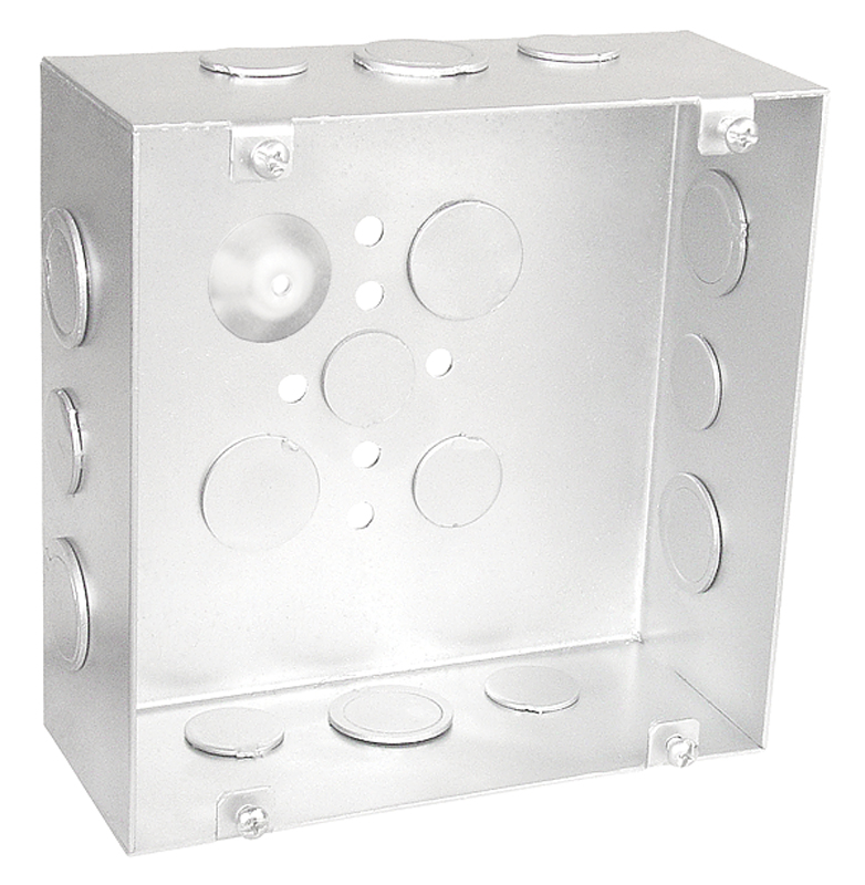 Product image for Garvin 6250-S 6" Square Junction Box, 2-1/2" Deep, 1/2" & 3/4" Knockouts