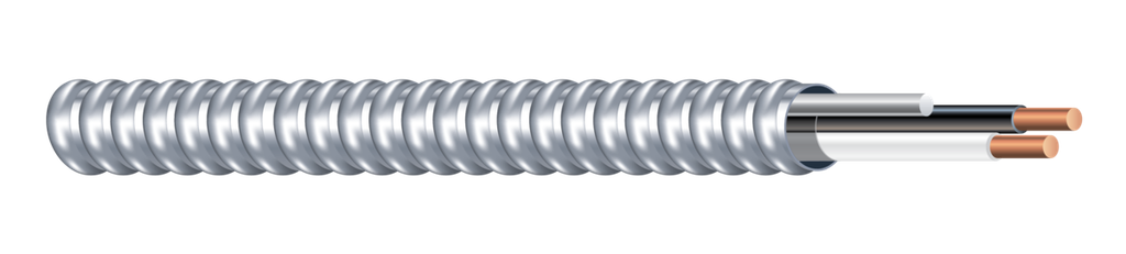 Product image for Southwire 55510301 MC-AP 12/2 Solid Copper (Black,White) w/Ground, All-Purpose Aluminum Armor, 120/208V, Metal Clad Cable (250ft Coil)