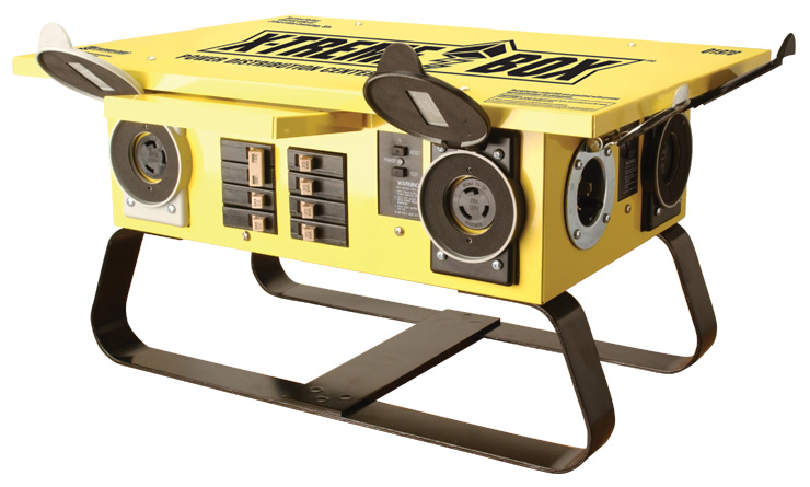 Product image for Southwire 8706UGCX X-Treme Box™ Temporary Power Distribution Unit w/ GFCI Protection, NEMA 5-20 120V 20A 2P3W T-Slot Single Receptacles, Roll Cage Base