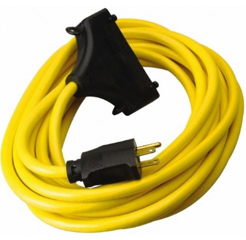 26020008-6 - TRC 26020008-6 12/3 Gauge Shockshield GFCI Protected In-line Tri-Cord Set with 3-Outlets 2-Feet, 15-Amp, Yellow