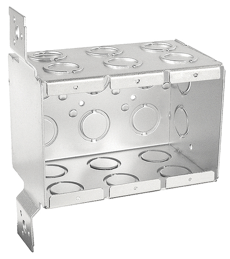 Product image for Garvin TB-335-F 3-Gang Masonry Box w/ Flat Vertical Bracket, 3-1/2" Deep, Steel