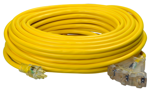 4189SW8802 - Southwire 4189SW8802 12/3 Heavy-Duty 15-Amp SJTW General Purpose 3-Outlet Extension Cord with Lighted End, 100