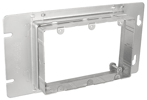 Product image for Garvin AMR3 4" Square 3-Gang Telescoping Depth Device Ring, 1/2" to 1-1/2" Raised Depth, Steel