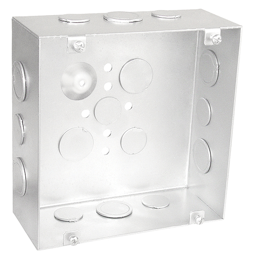 Product image for Garvin 6250-S 6" Square Junction Box, 2-1/2" Deep, 1/2" & 3/4" Knockouts