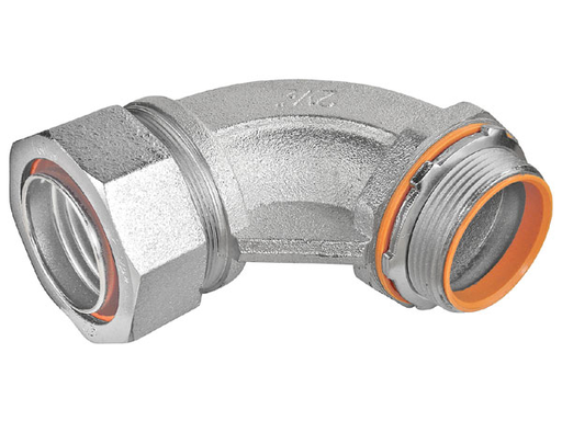 Product image for Garvin LTC-35090 3-1/2" Liquid Tight 90deg Connector w/ Insulated Throat, Malleable Iron