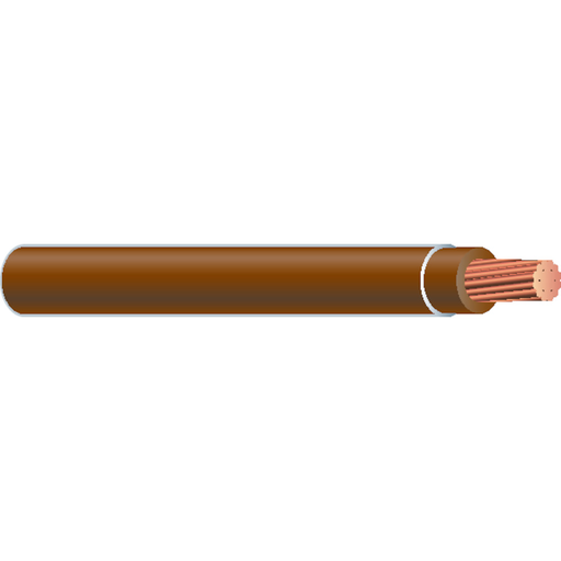 6 AWG UL THHN Building Wire, Bare copper, 19 Strand, PVC, 600V, Brown