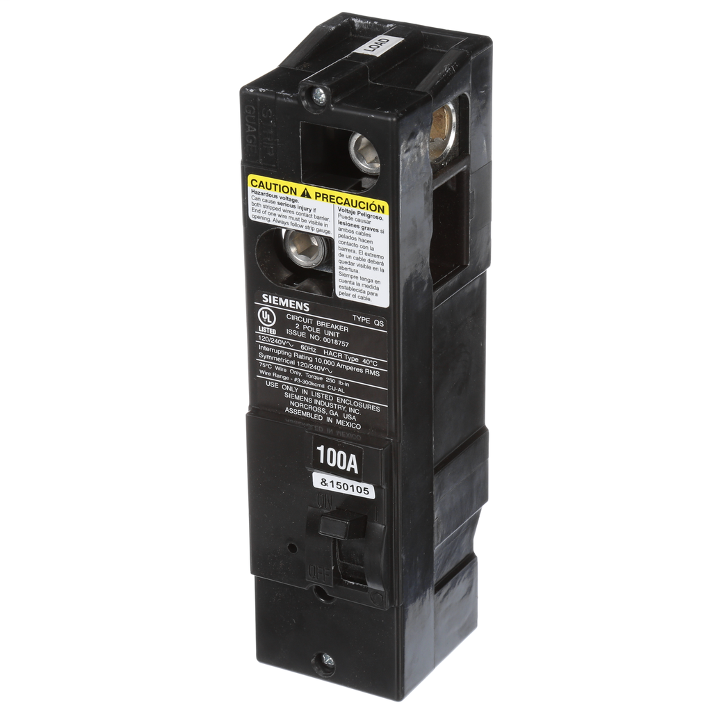 Product image for Siemens QS2100 2-Pole 100 Amp 120/240 VAC 10 kA Circuit Breaker