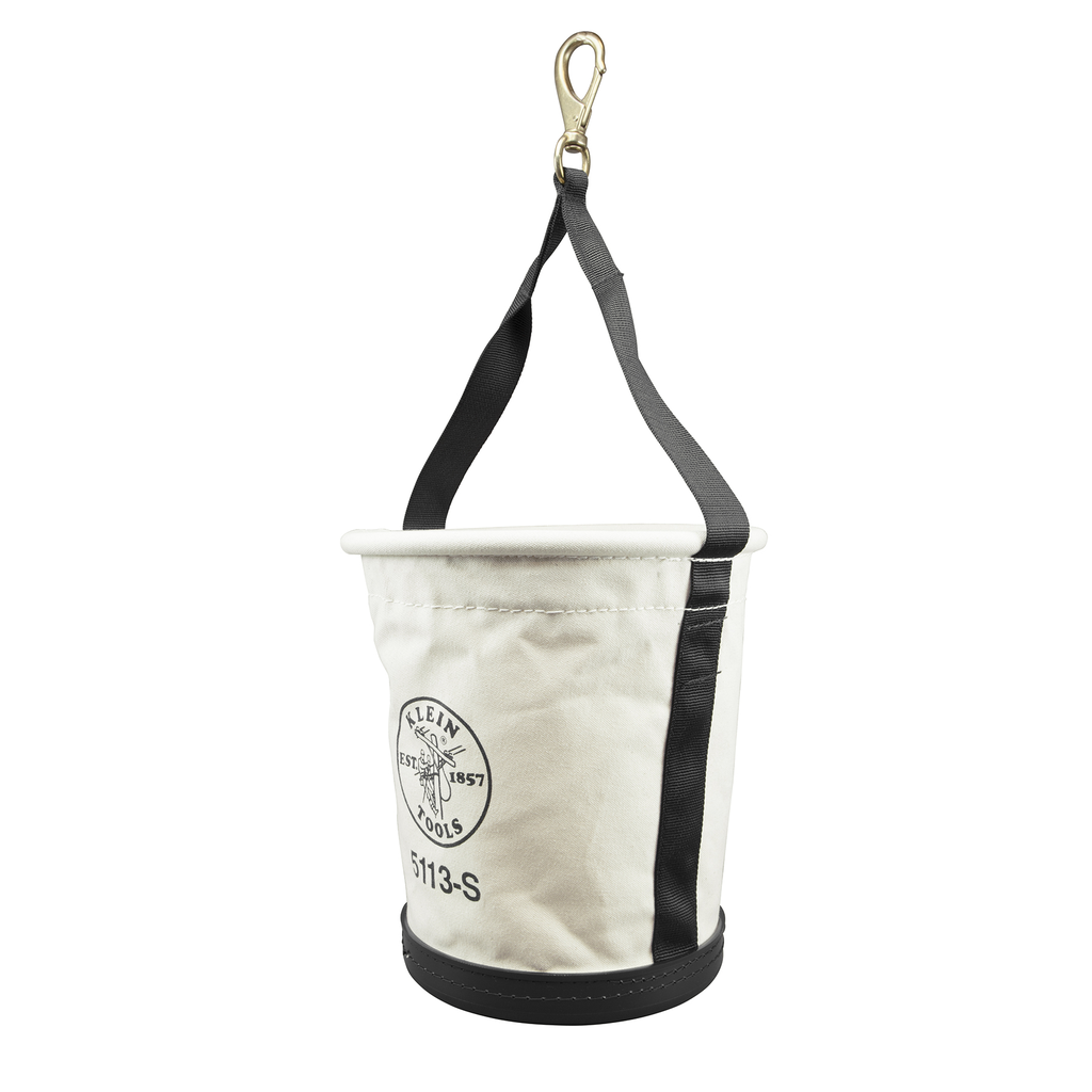 Product image for Klein 5113S Tapered-Wall Bucket with Swivel Snap Hook, Canvas
