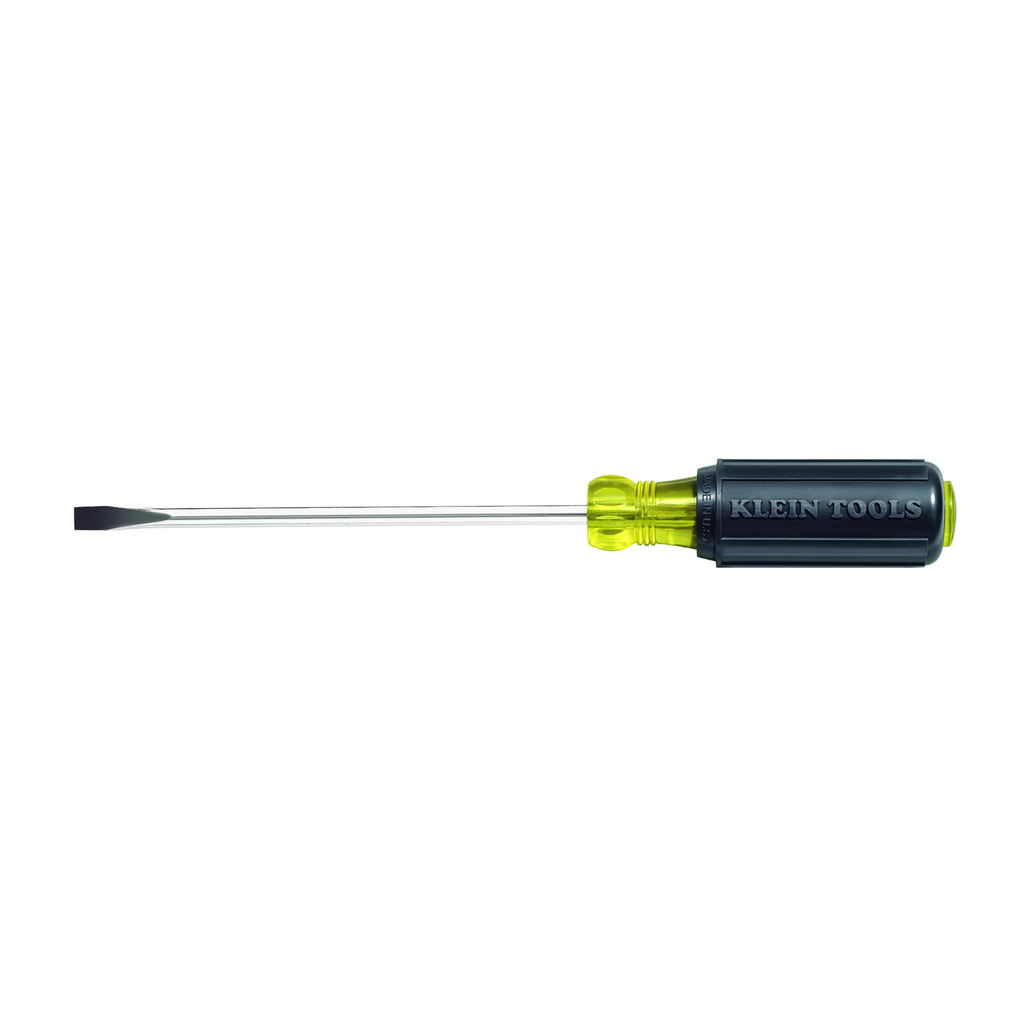 Product image for Klein 605-8 1/4" Cabinet-Tip Screwdriver - 8" Heavy-Duty Round-Shank