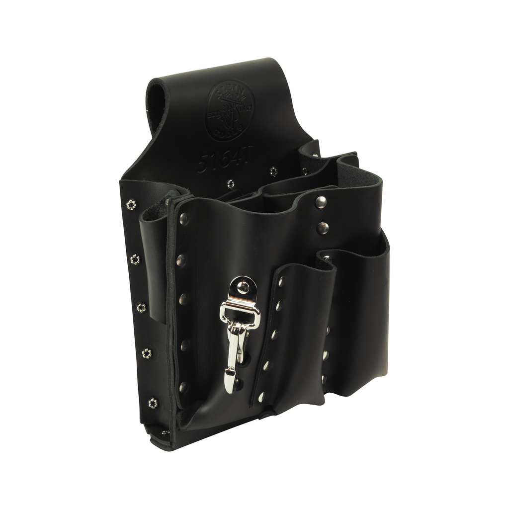Product image for Klein Tools 5164T 6-3/4 x 9-3/4 Inch Leather Tunnel Loop 8-Pocket Tool Pouch