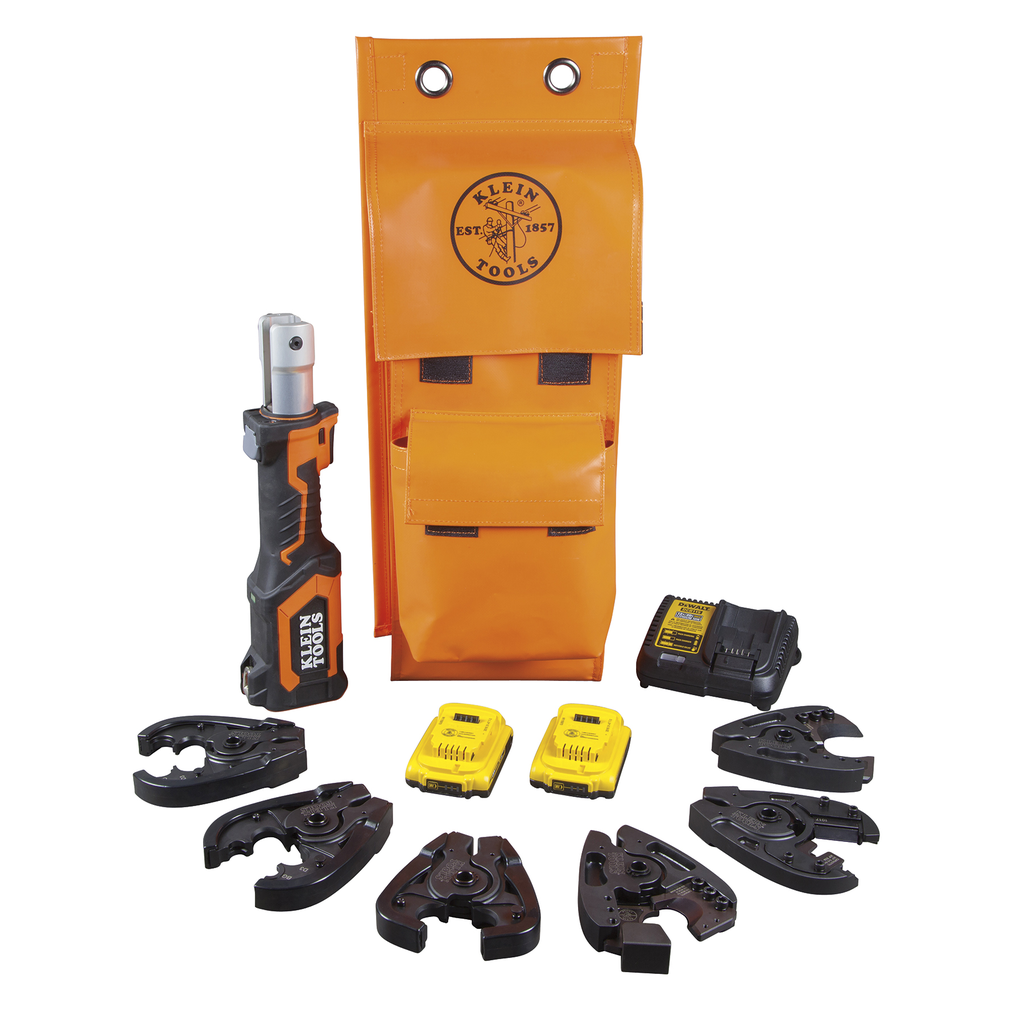 Product image for Klein BAT20-7T14 Battery-Operated Cutter/Crimper Kit, 2 Ah