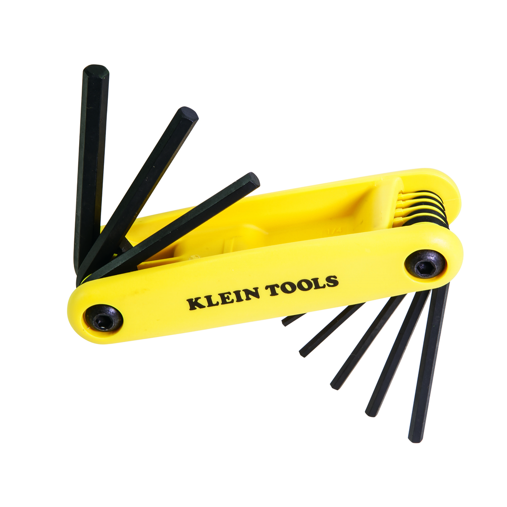 Product image for Klein 70574 Grip-It® Hex Key Set, 9-Key, 4-1/2" Handle, SAE Sizes