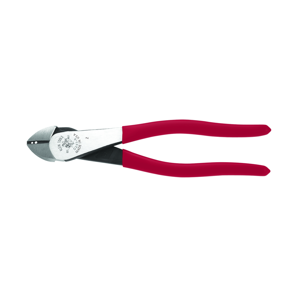 Product image for Klein D243-8 Diagonal Cutting Pliers, High-Leverage, Stripping, 8"