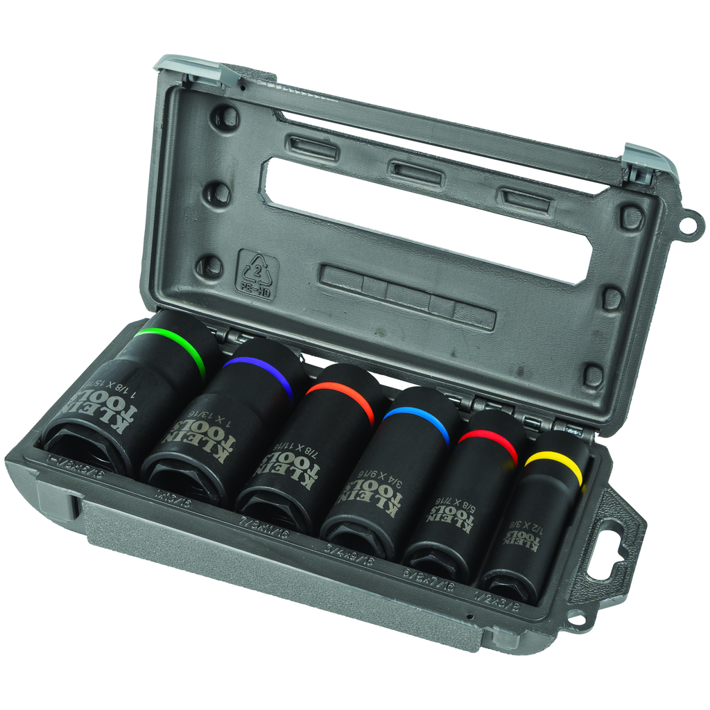 Product image for Klein 66060 2-in-1 Impact Socket Set, 6-Point, 6-Piece