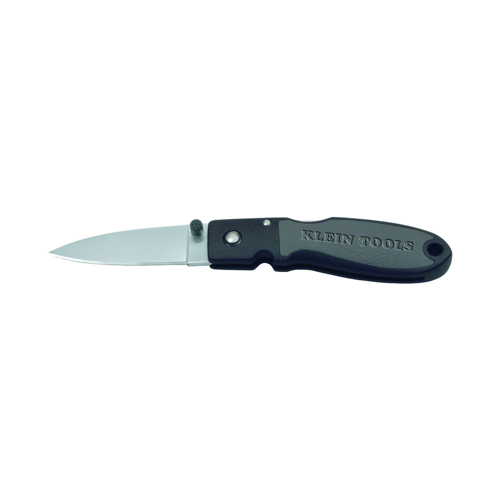 Product image for Klein 44002 Lightweight Lockback Knife, 2-3/8" Drop Point Blade, Black Handle