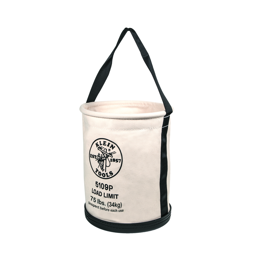 Product image for Klein 5109P Canvas Bucket, Wide Straight-Wall with Pocket, Molded Bottom, 12"