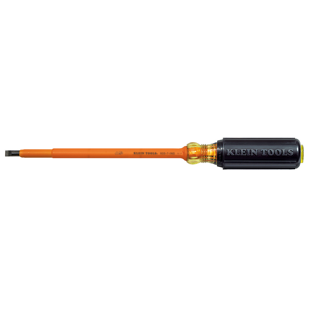 Product image for Klein 605-7-INS 7" Insulated 1/4" Cabinet-Tip Screwdriver