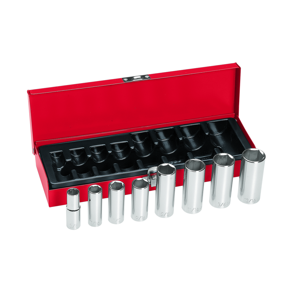 Product image for Klein 65502 8pc Deep Socket Wrench Set, 3/8" Drive