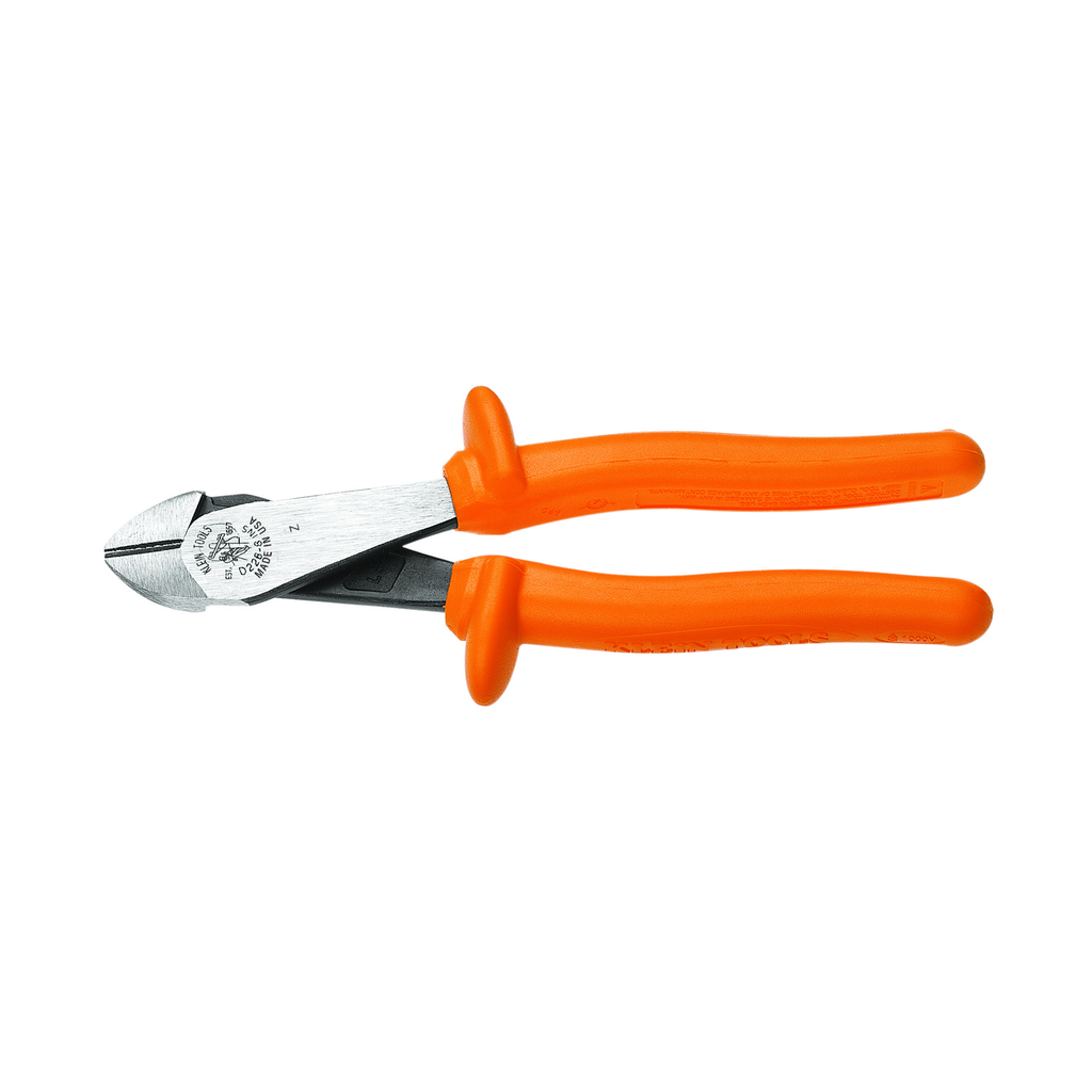 Product image for Klein D2000-48-INS Diagonal Cutting Pliers, Insulated, Heavy-Duty, Angled Head, 8"
