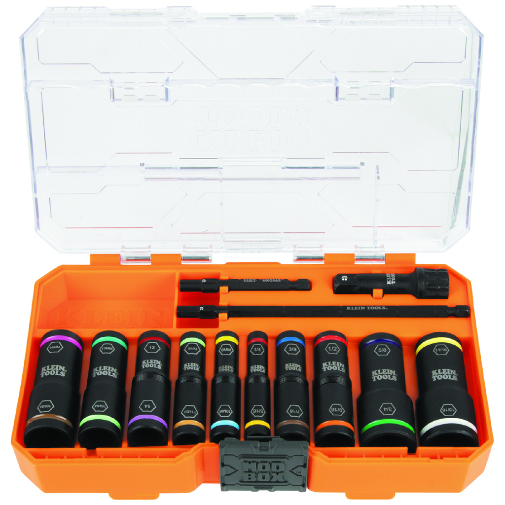 Product image for Klein 65239 Flip Impact Socket Set, SAE & Metric, 13pc