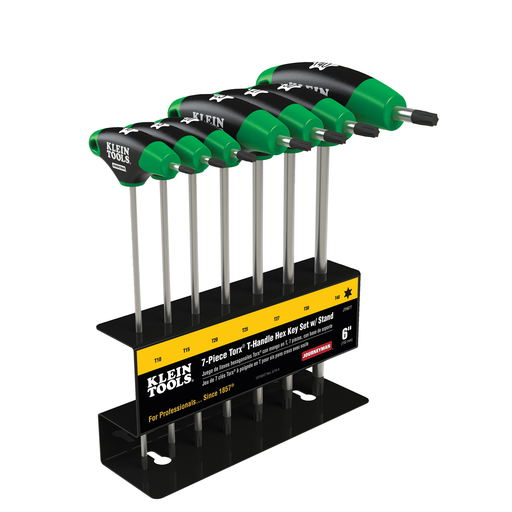 Product image for Klein JTH67T 7pc 6" TORX® T-Handle Hex Key Set w/Stand