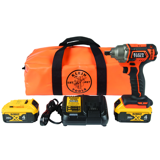 Product image for Klein BAT20CW1 Battery-Operated Compact Impact Wrench, 1/2-Inch Detent Pin, Full Kit