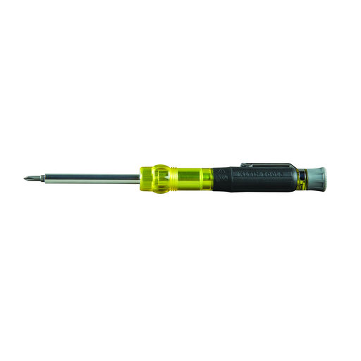 Product image for Klein 32613 HVAC Pocket Screwdriver, 3-in-1, Phillips, Slotted, Schrader Bits