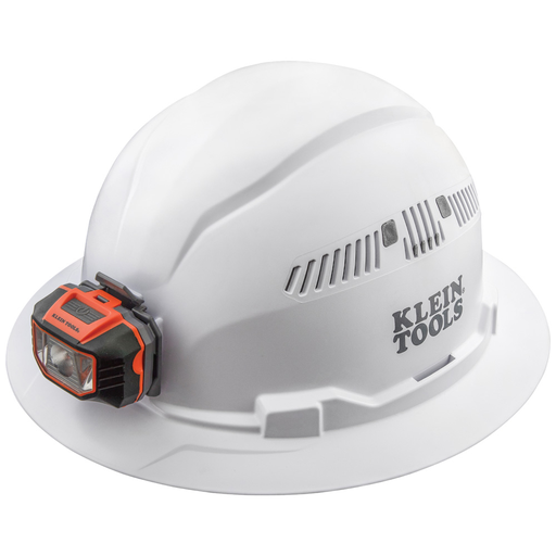 Mayer-DDS-Hard Hat, Vented, Full Brim with Headlamp, White-2