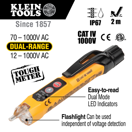 Mayer-DDS-Dual Range Non-Contact Voltage Tester with Flashlight, 12 to 1000V AC-2