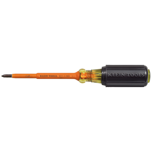 Product image for Klein 633-4-INS 4" Insulated Screwdriver, #1 Phillips-Tip