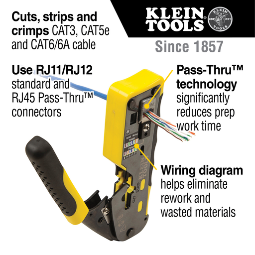 Mayer-DDS-Ratcheting Ethernet Cable Crimper / Stripper / Cutter, for Pass-Thru™-2
