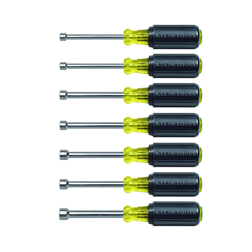 Product image for Klein 65160 Nut Driver Set, Metric Nut Drivers, 3" Shafts, 7-Piece